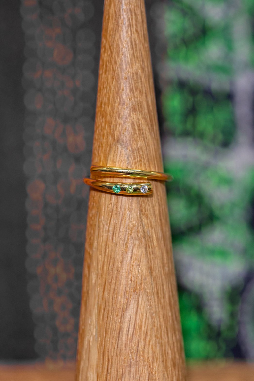 Gold Green Wrap Ring