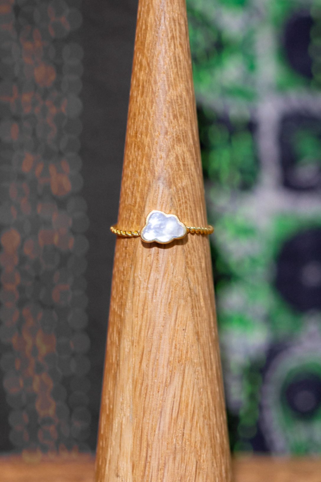 Gold Mother of Pearl Cloud Ring