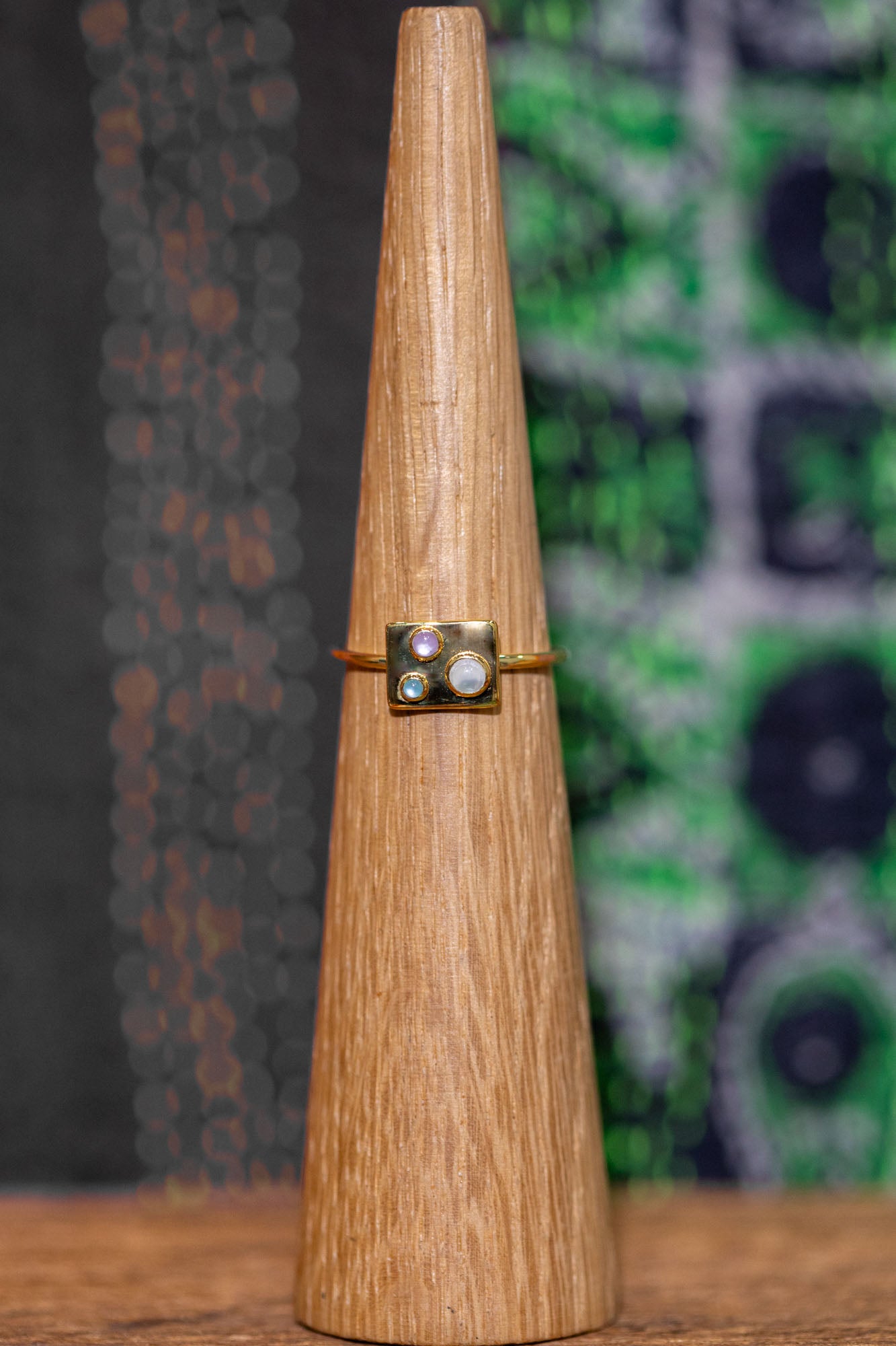 Gold Square Triple Ring – Tree of Life