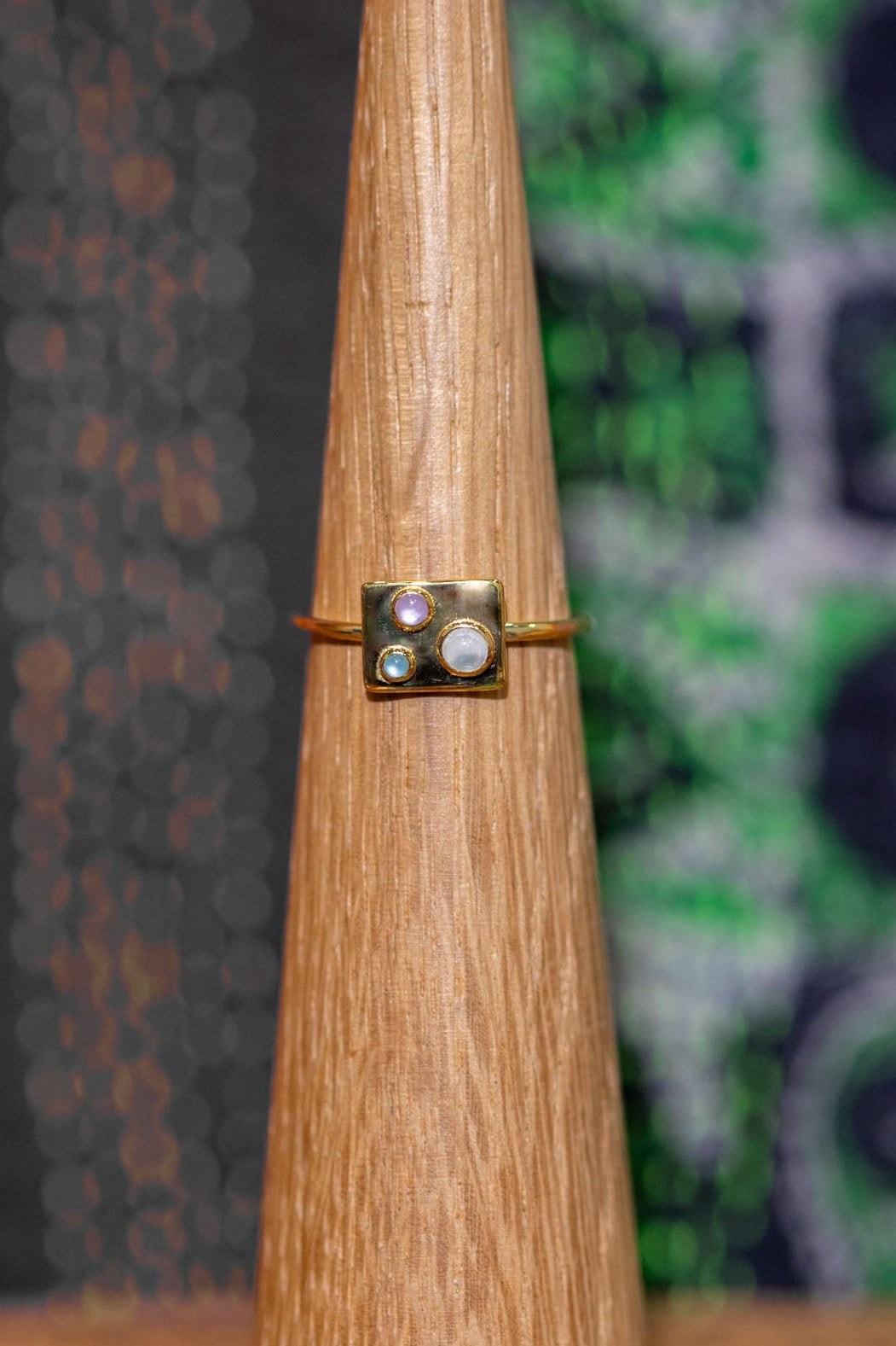 Gold Square Triple Ring