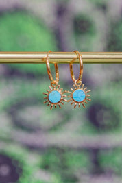 Gold Blue Sun Hoops