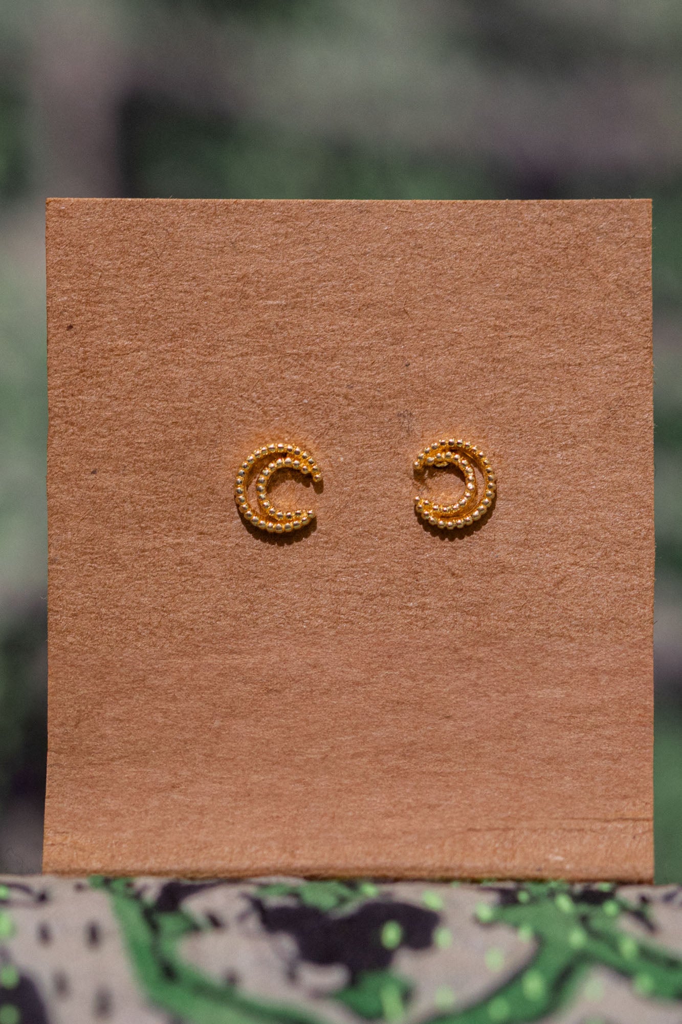 Gold Cutout Moon Studs