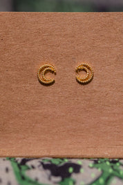 Gold Cutout Moon Studs