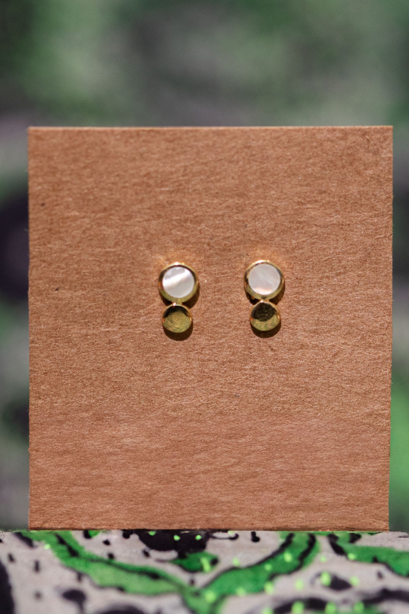 Gold Mother of Pearl Disc Studs