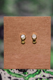 Gold Mother of Pearl Disc Studs