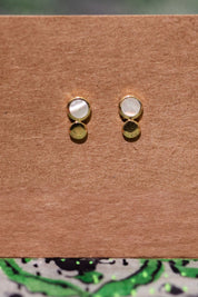 Gold Mother of Pearl Disc Studs