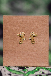 Gold Seahorse Studs