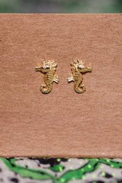 Gold Seahorse Studs