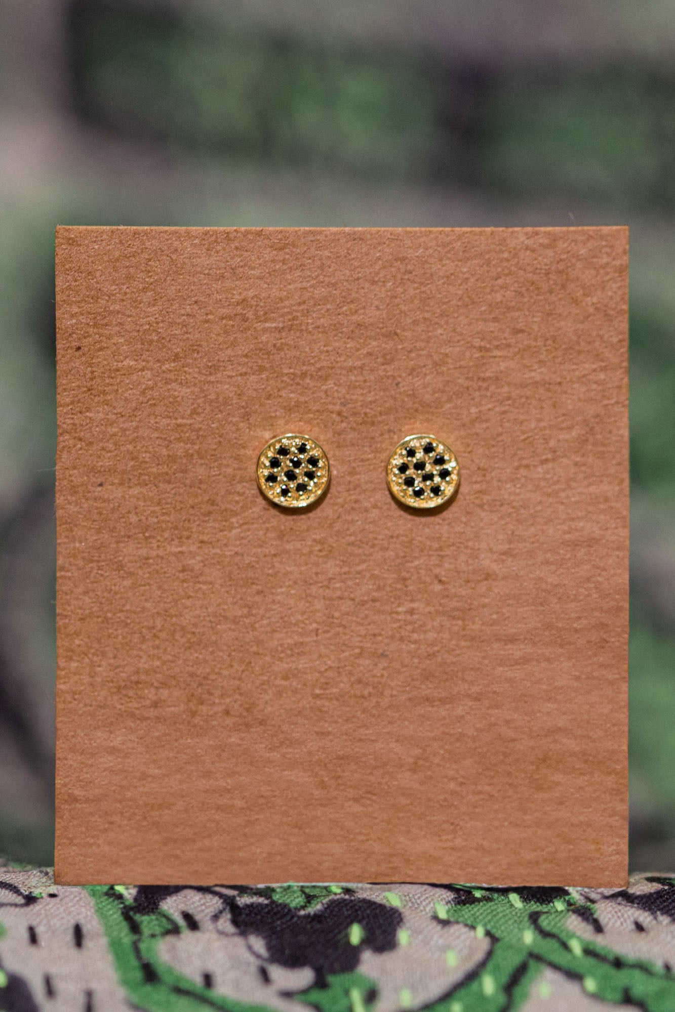 Gold Black Spinel Studs