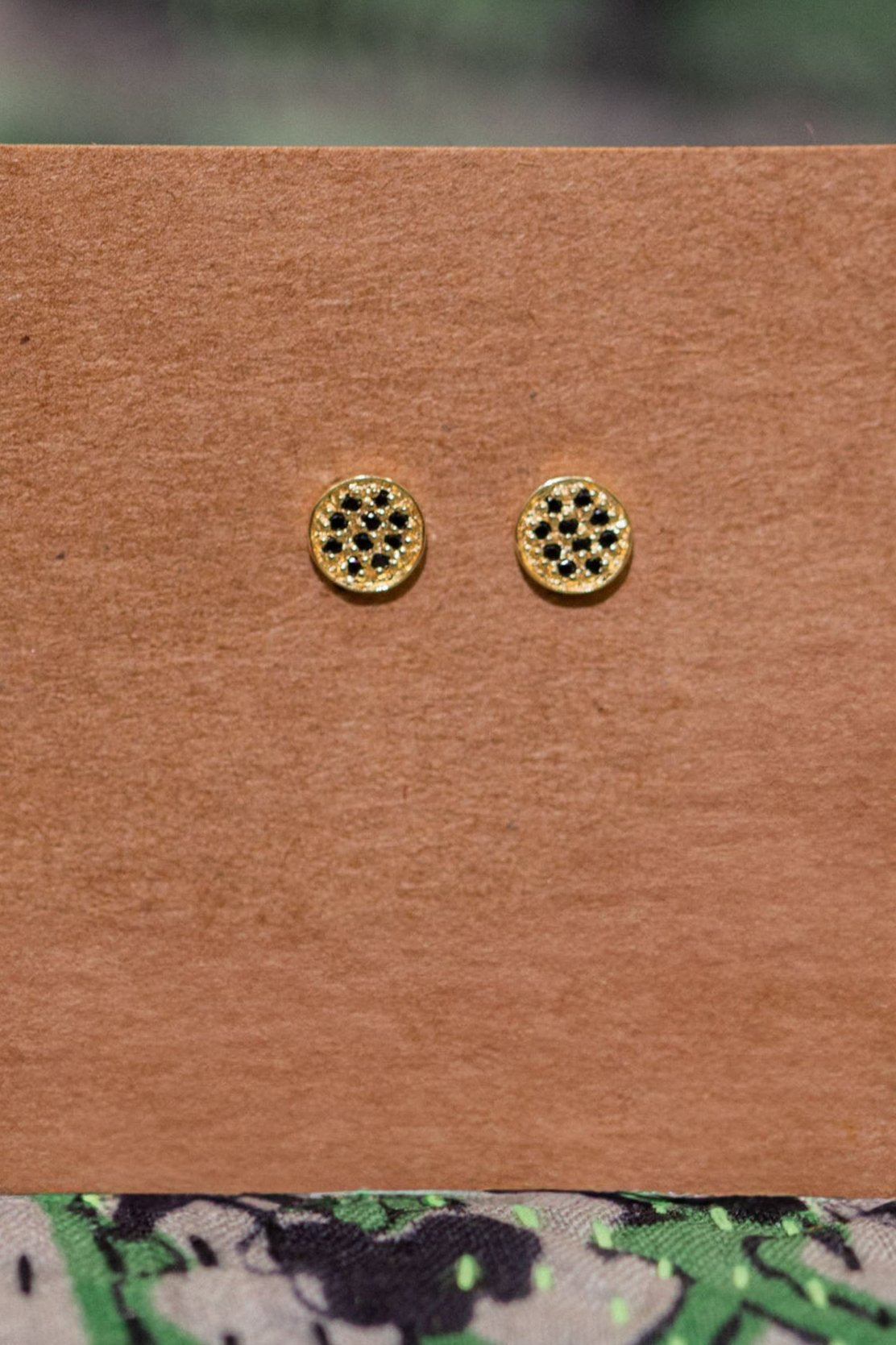 Gold Black Spinel Studs