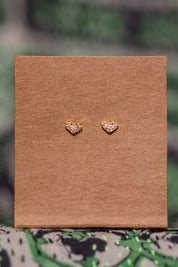 Gold Sparkle Heart Studs