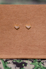 Gold Sparkle Heart Studs