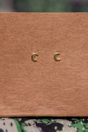 Gold Crescent Moon Studs