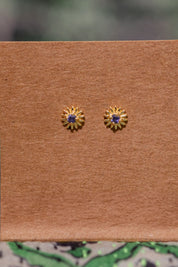 Gold Iolite Flower Studs