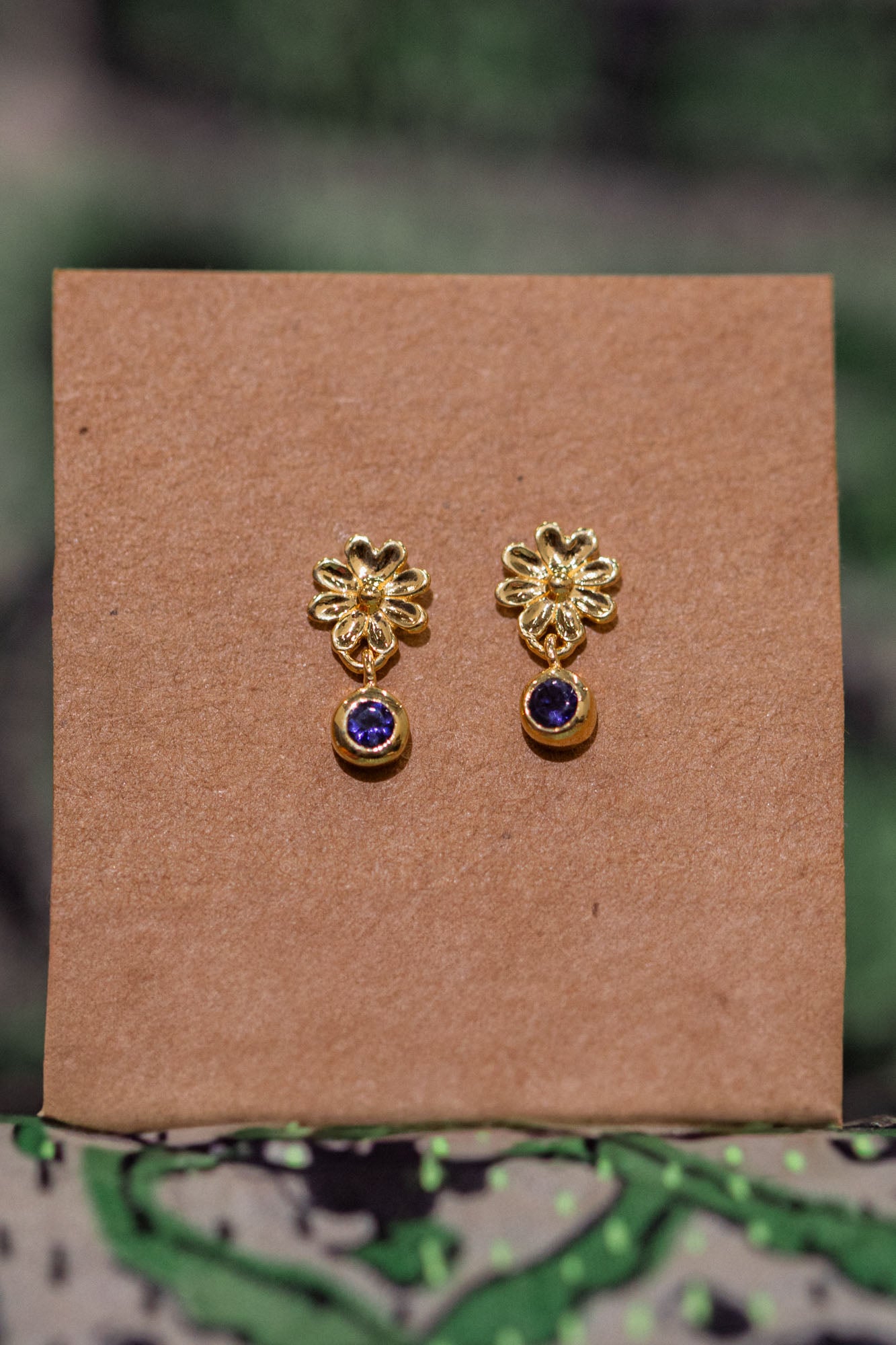 Gold Flower Iolite Drop