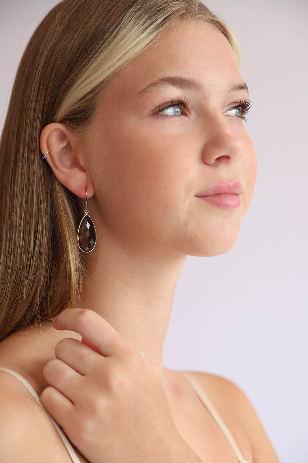 Smokey Quartz Chand Earrings