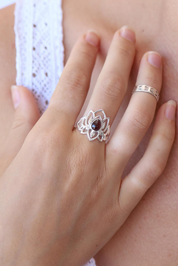 Garnet Lotus Ring