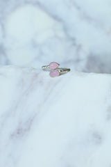 Pink Calcite Double Leaf Wrap Ring