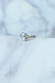 Pearl Double Leaf Wrap Ring
