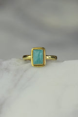 Amazonite Gold Ezra Rectangle Ring