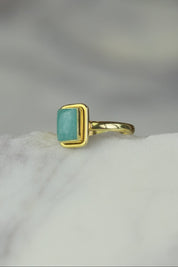 Amazonite Gold Ezra Rectangle Ring