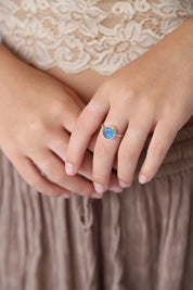 Blue Calcite Maron Round Ring