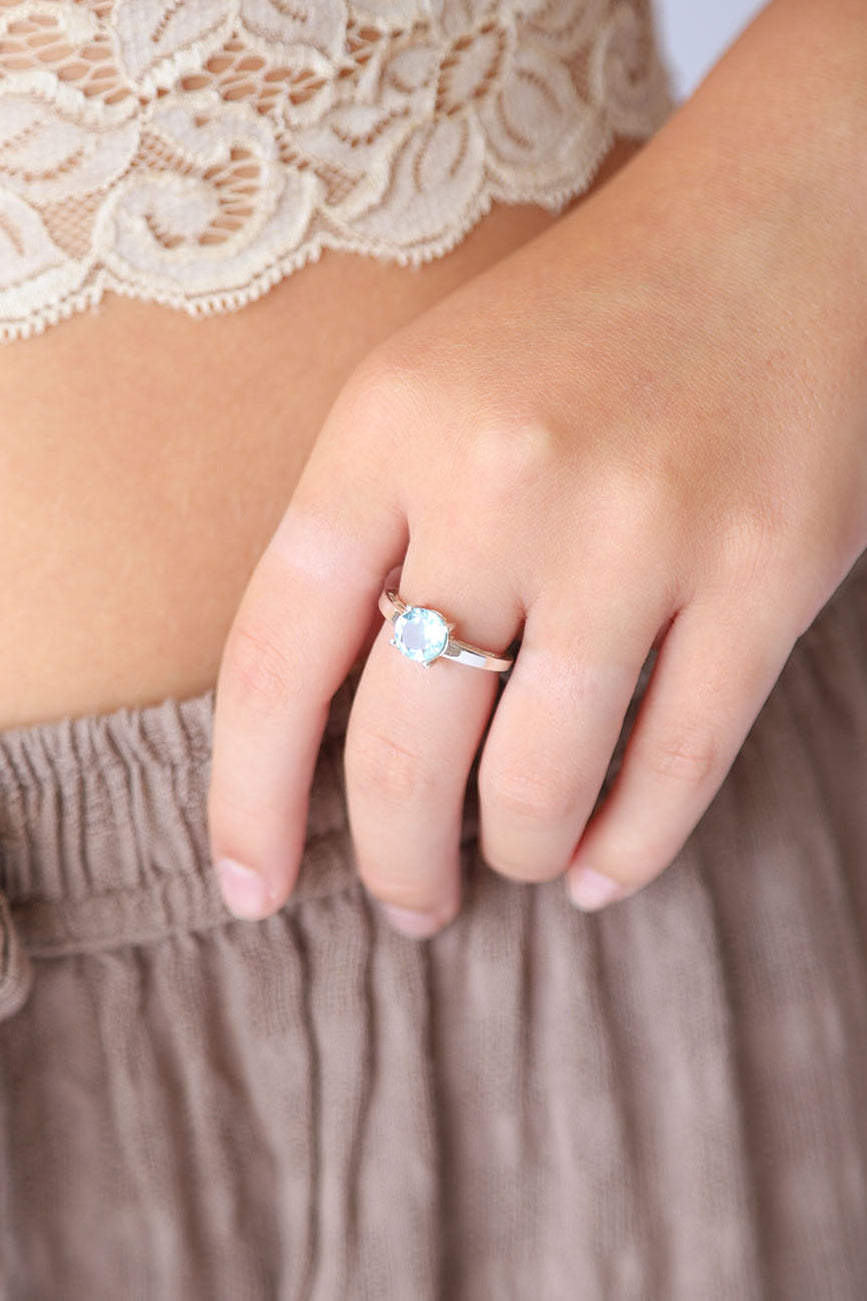 Blue Topaz Agatha Claw Set Ring