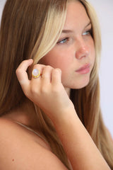 Gold Rainbow Moonstone Ruth Ring