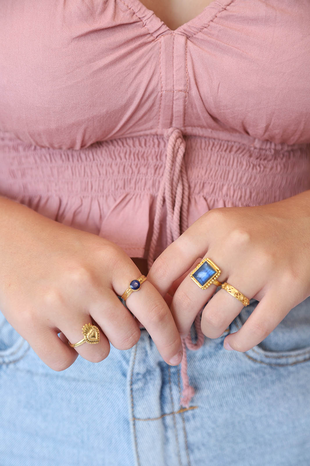 Gold Labradorite Zuri Rectangle Ring