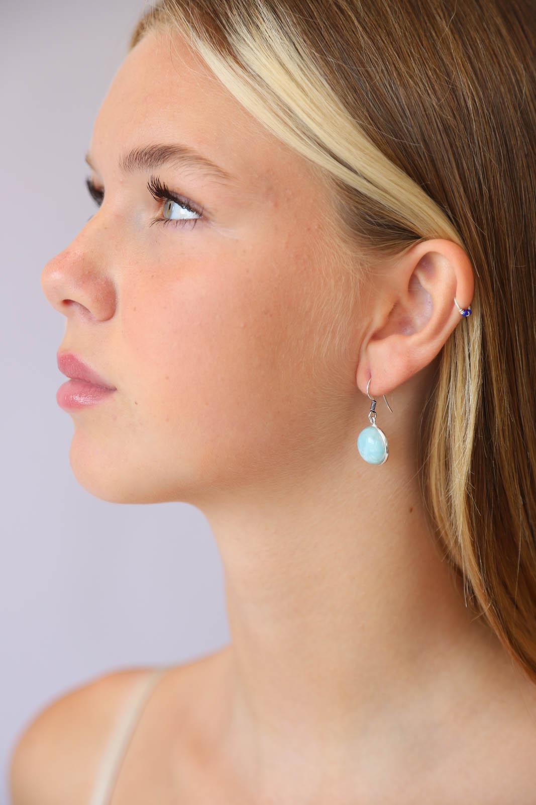 Larimar Round Faceted Drops