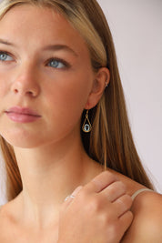 Gold Blue Topaz Earrings