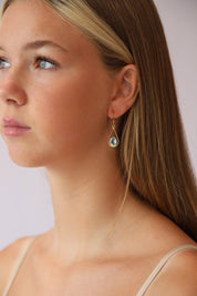 Gold Blue Topaz Earrings