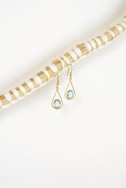 Gold Blue Topaz Earrings