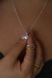 Silver Sun and Moon Necklace