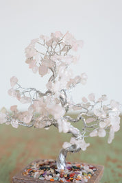 Rose Quartz Silver Crystal Tree