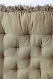 Olive Fringed Floor Cushion
