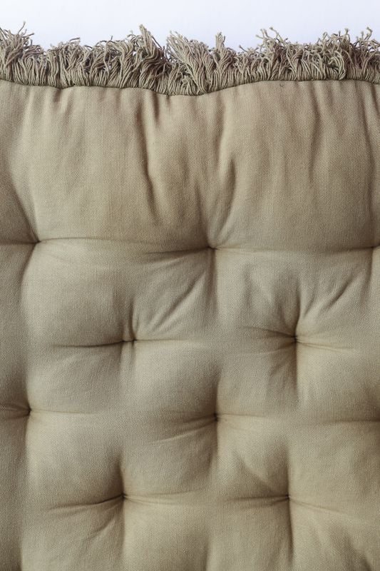 Olive Fringed Floor Cushion