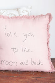 Love You to the Moon and Back Pink Cushion