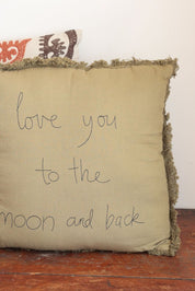 Love You to the Moon and Back Olive Cushion