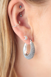 Silver Crescent Studs