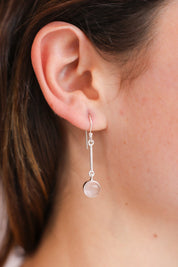 Elba Rose Quartz Long Bar Drop Earrings