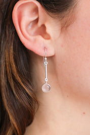 Elba Rose Quartz Long Bar Drop Earrings