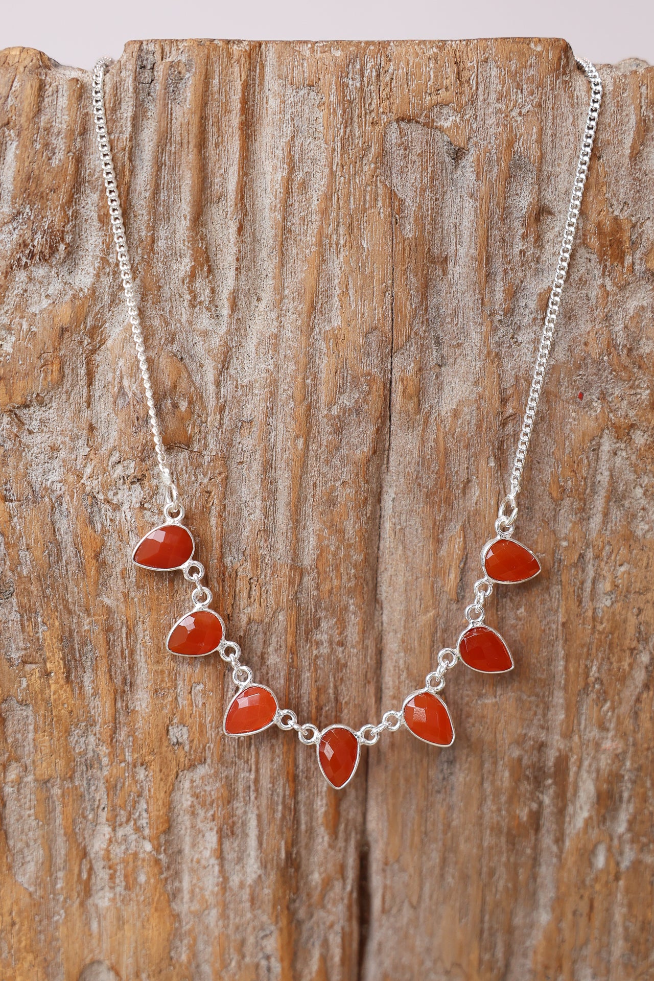 Celeste Teardrops Carnelian Necklace