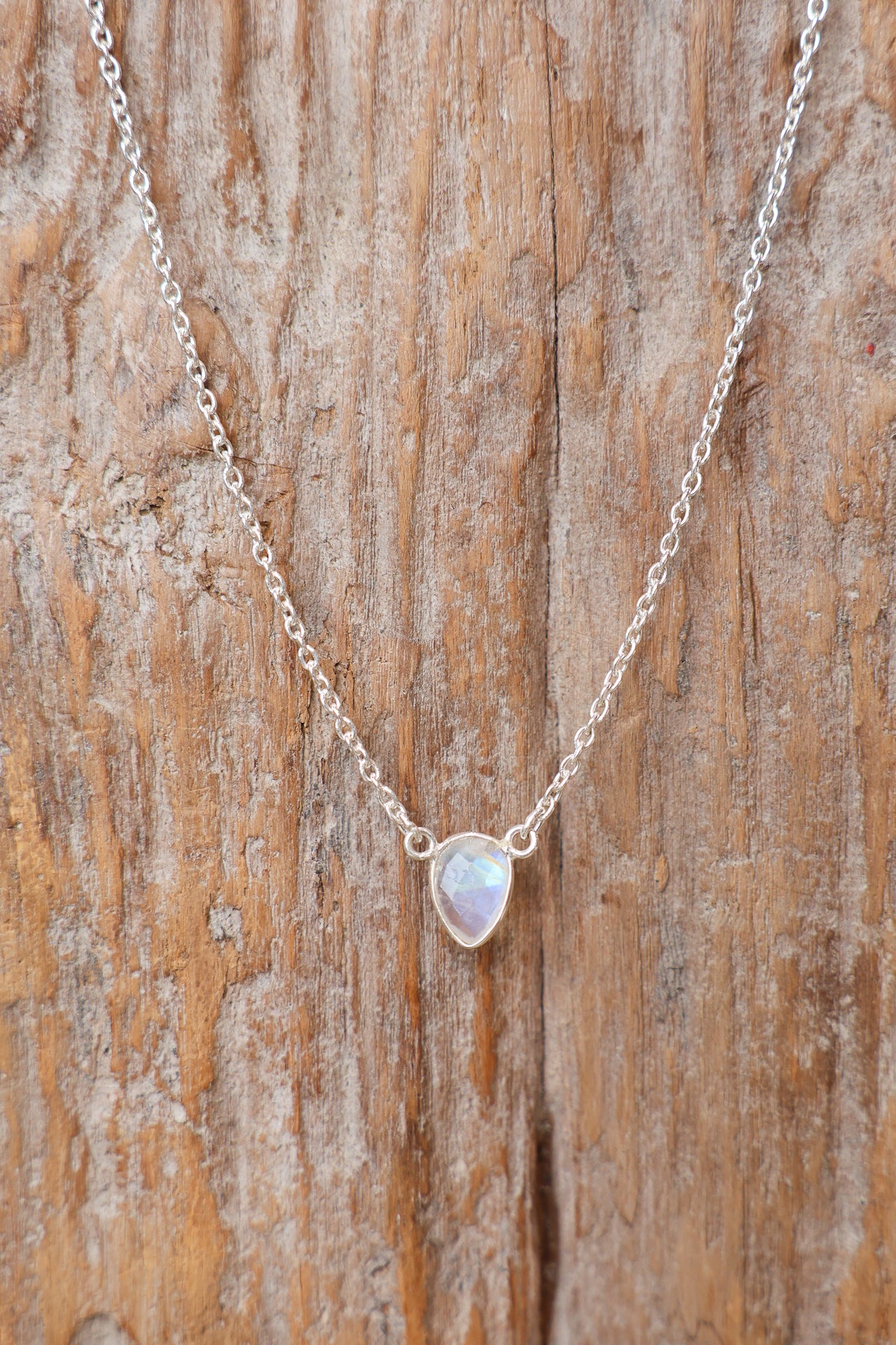 Luminary Rainbow Moonstone Teardrop Necklace