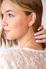 Zaly Beaded Gold Bar Drops