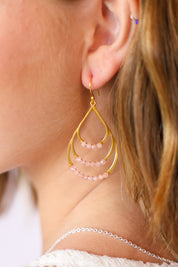 Amalia Beaded Triple Gold Hoops