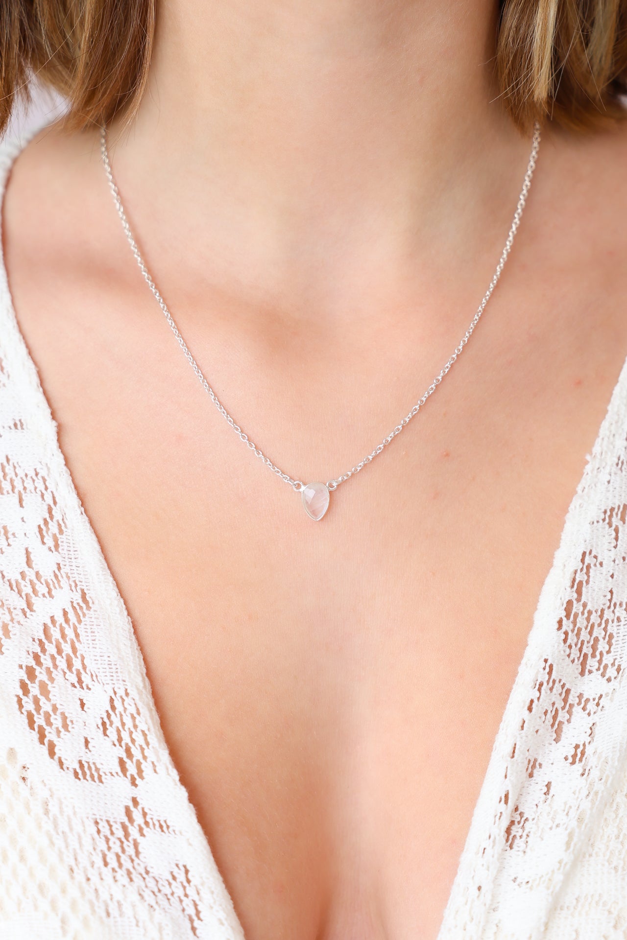 Luminary Rainbow Moonstone Teardrop Necklace