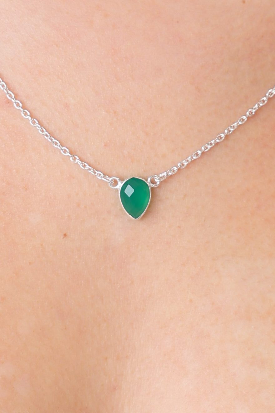 Green Onyx Luminary Teardrop Necklace