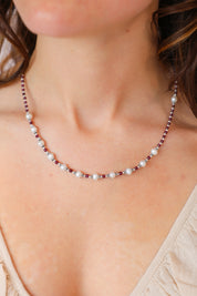 Nisha Garnet and Pearl Necklace