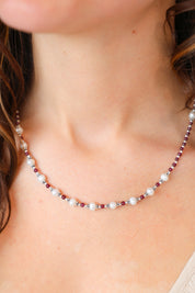 Nisha Garnet and Pearl Necklace